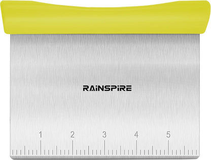 Upgraded 304 Stainless Steel Multi-Purpose Bench Scraper with Measurement Marks, Dishwasher Safe, Dough Cutter for Pizza, Bread and Cookie Dough Vegetable Chopper, Baking Supplies, Mint Green