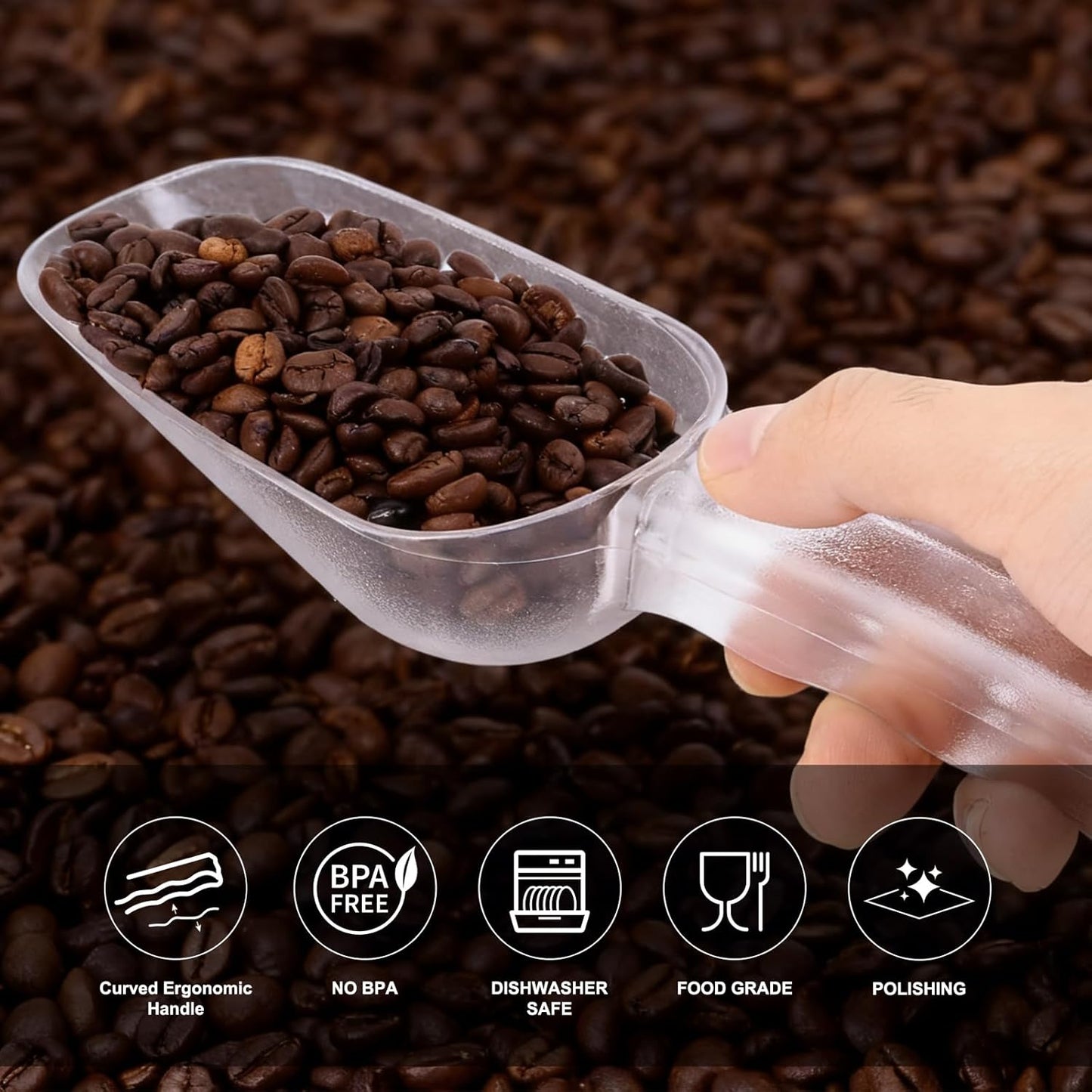 Plastic ice scoop for freezer - 12oz ice scoop BPA-FREE polycarbonate scoop with ergonomic handle, ideal for ice maker,ice cube, ice bucket, coffee beans, popcorn,ice cream, dishwasher safe (1 Pack)M