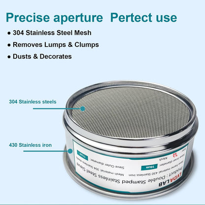 304 Stainless Steel Mesh Lab Sieve, 80 Mesh (0.2mm) Aperture Test Sieve, 4inch(10cm) Diameter Economy Standard Analysis Sample Test Sieves for Industrial Laboratory Homes - Colors B