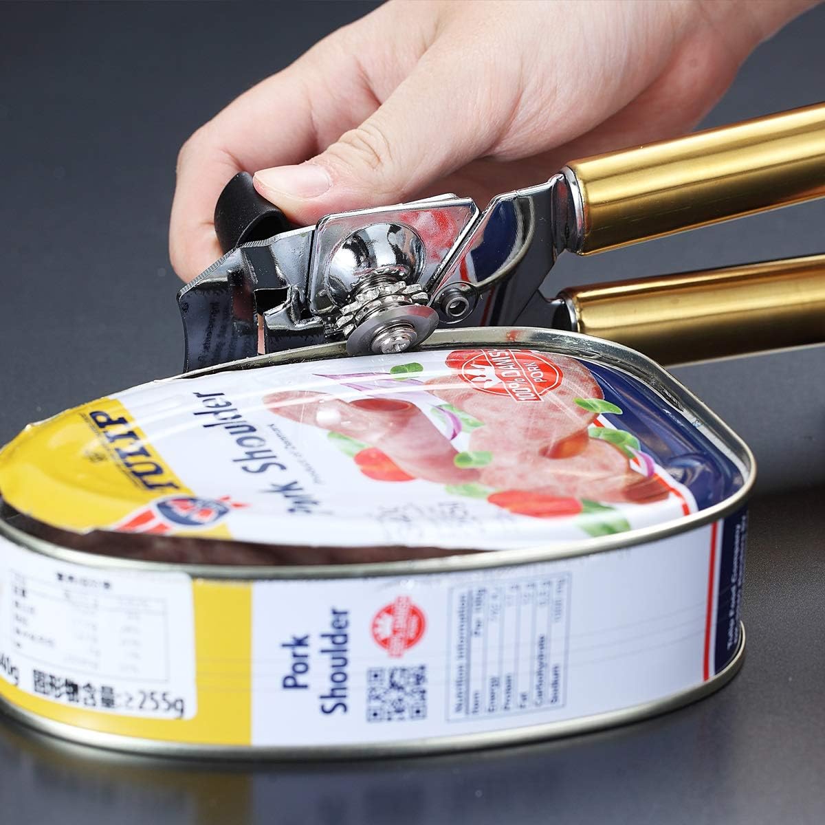 Berglander Can Opener, Stainless Steel Rainbow Handle, Titainium Colorful Plating Handle Hand Held, Smooth Edge Manual Can Opener, Heavy Duty (Rainbow)