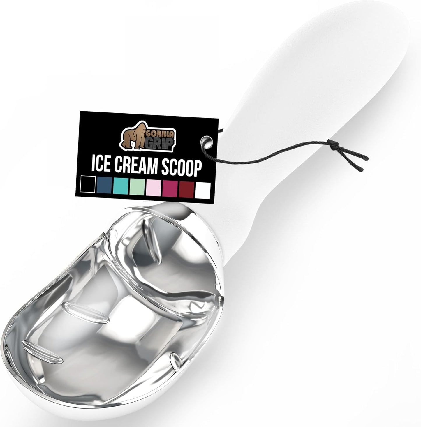 GORILLA GRIP® Heavy Duty Ice Cream Scoop, BPA-Free, Dishwasher Safe, Comfortable Zinc Alloy Handle, Professional Scooper for Hard Gelato, Sorbet, Cookie Dough, Melon, Round Cones, Kitchen Tool, Blue