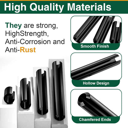 Mrdilla 460 Pcs Roll Pin Assortment, Metric Slotted Spring Pins, M1.5 M2 M2.5 M3 M4 M5 M6