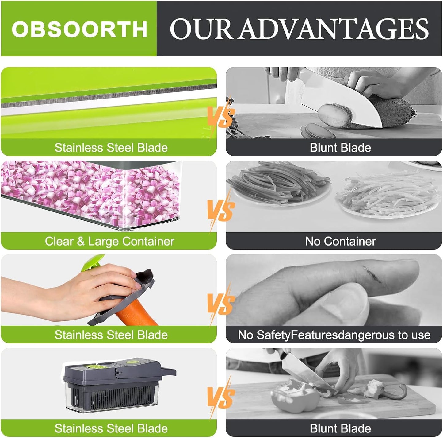 Vegetable Chopper with Container and Lid Multifunctional 14 in 1, Professional Veggie Chopper, Non Slip Durable Kitchen Chopper Vegetable Cutter, Mandoline Food Chopper With 8 Blades