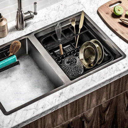 madesmart Collapsible Wash Basin, Foldable Sink Basin for Washing Dishes, Bowls, Cutlery & Produce, Space-Saving Pop-Up Design with Easy-Grip Handles, Portable Kitchen & Camping Basin, White