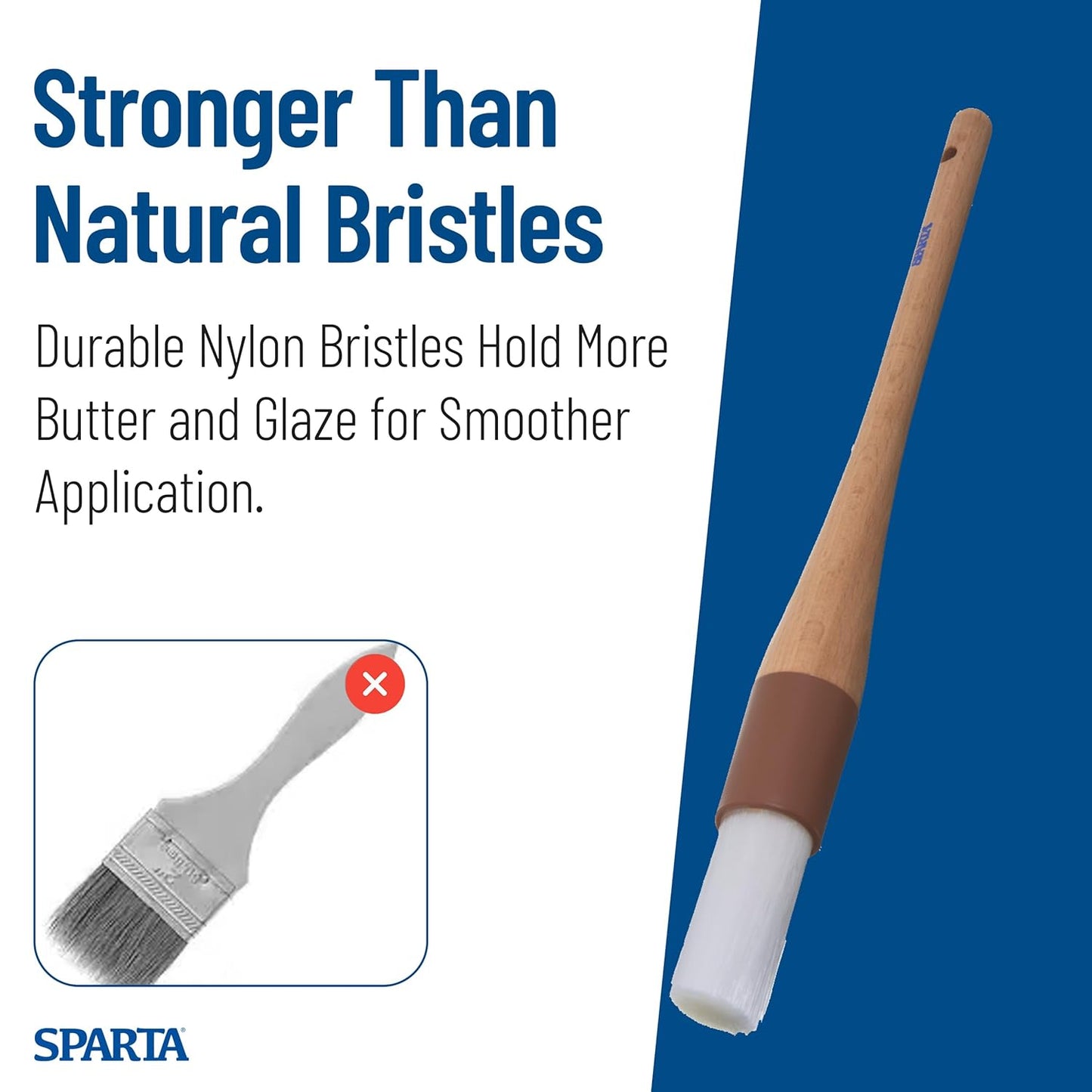 SPARTA 4039700 Nylon Wide Brush, Flat With Nylon Bristles, 2 Inches, Brown