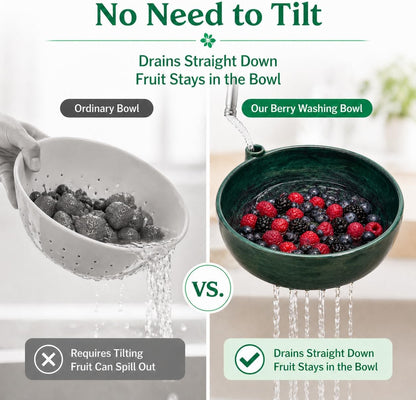 Self-Spinning Berry Washing Bowl – Automatic Fruit & Vegetable Washer, Quick Spin Basket for Berries, Grapes & Small Produce, Multipurpose Kitchen Colander