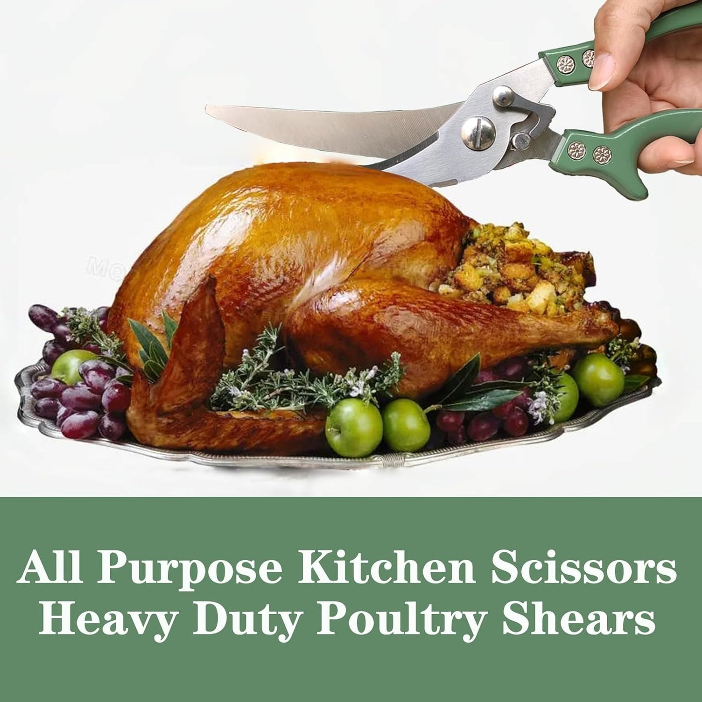 ANDONG Upgrade Heavy Duty Stainless Steel Kitchen Scissors - Professional Poultry Shears for Bone, Meat, Chicken, Fish, Turkey, Vegetables,Spring Loaded Multipurpose Ultra Sharp Utility Scissors