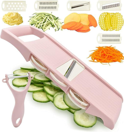 NACOLUS 5 in 1 Mandoline Slicer Vegetable Slicer Mandolin Multi Blade Potato Veggie Slicer Vegetable Cutter Julienne Shredder Potato Slicer Green