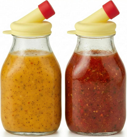 kitchentoolz 16oz Salad Dressing Shaker Bottle – Glass Bottle Salad Dressing Dispenser Container with Tamper-Proof Lid – 2 Pack