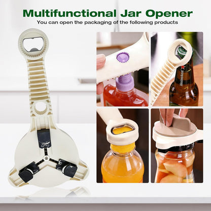 RAIN SPIRIT Adjustable Jar Opener for Seniors & Weak Hands – Ergonomic Manual Bottle Cap Opener for Small to Large Lids (1"-3.5") – Multifunction Kitchen Tool for Arthritic Hands, Beer, Sauces & Jars