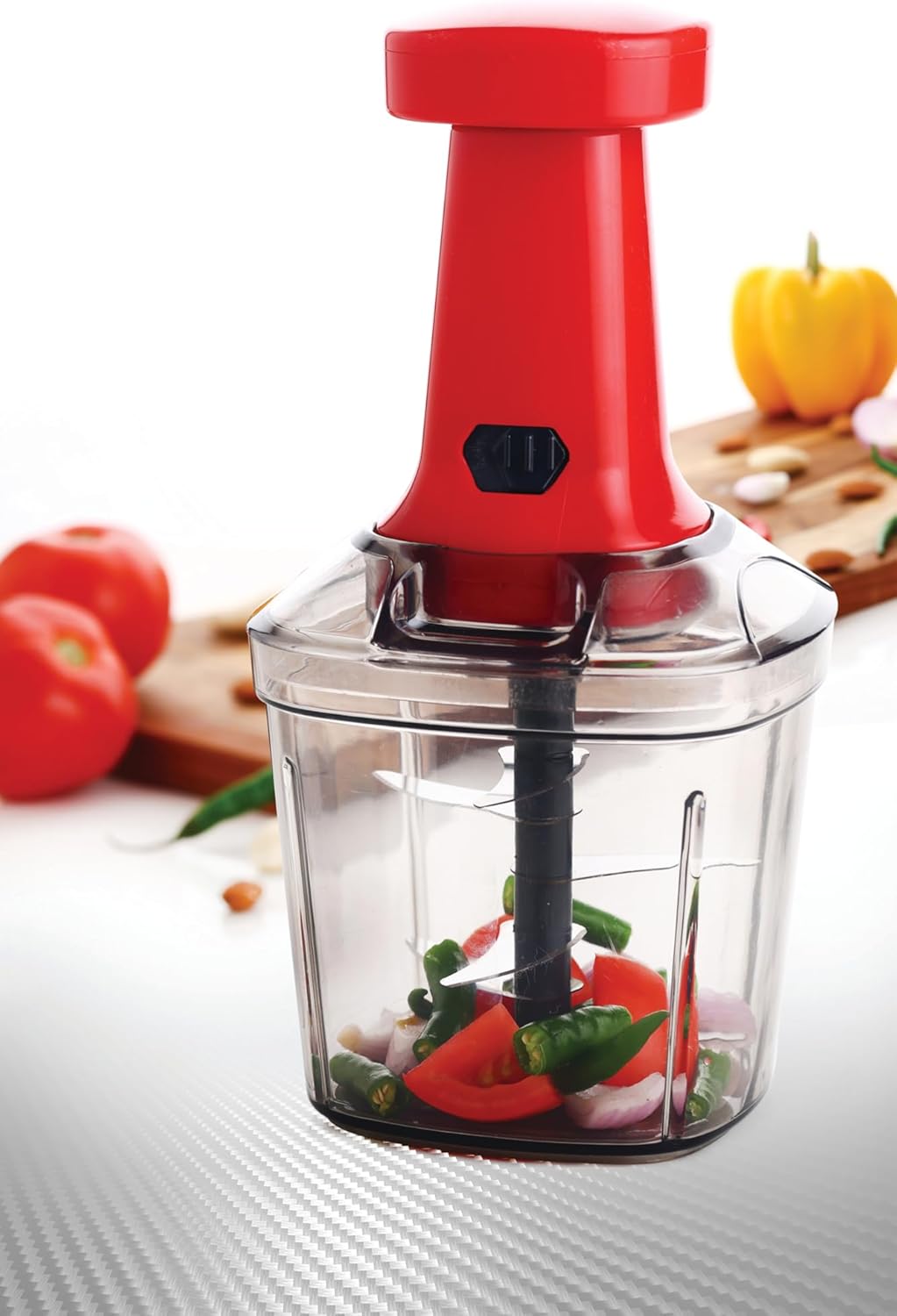 Manual Food Processor Vegetable Chopper with Varying Sizes Stainless Steel Blades