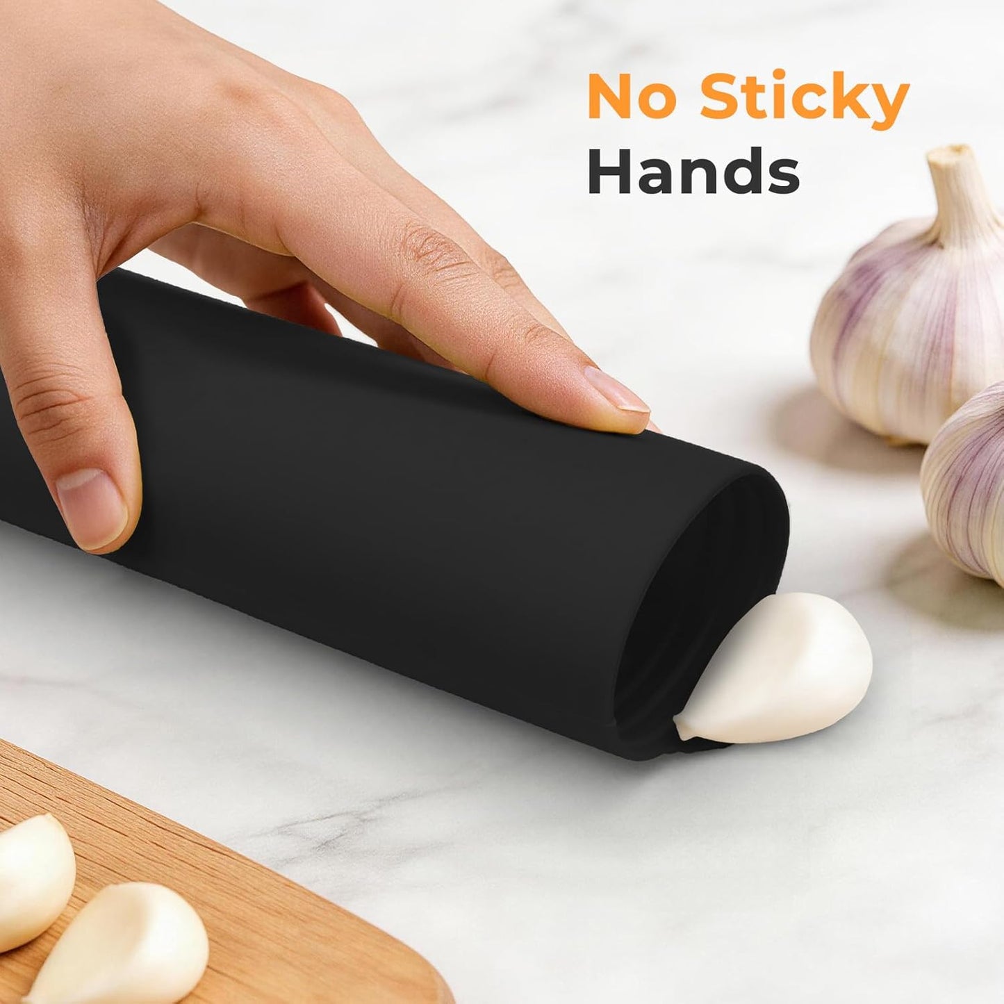 Silicone Garlic Peeler Tube Roller, Effortless Single & Bulk Clove Peeling, Odor-free Kitchen Tool, Stores 10-12 Cloves (Black,Green)