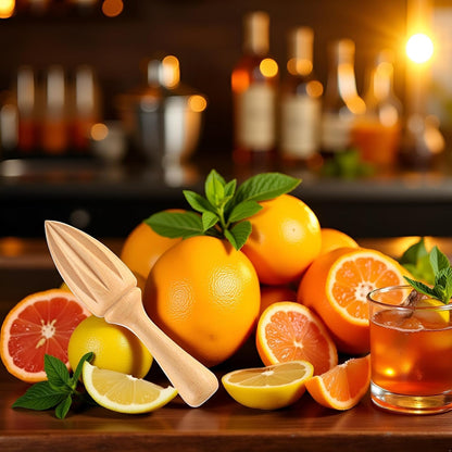 2Pcs Wooden Citrus Juicer - Handheld Manual Lemon/Orange Reamer | Portable Fruit Squeezer Tool for Home,Cafe and Bar,Kitchen Utensils,Bartender Accessories,Juicer Easy to Hold for Daily Home
