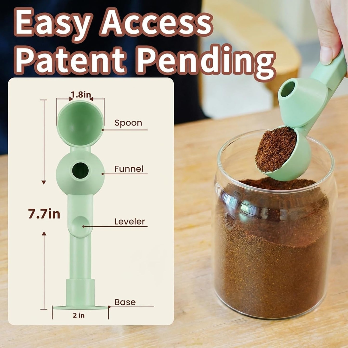 Coffee Scoop with Funnel for Ground Coffee, Protein Powder & Tea, for Reusable K Cup Refiller, 2TBSP Mess-Free, Funnel Design Prevents Spills (Black, 2-Pack)