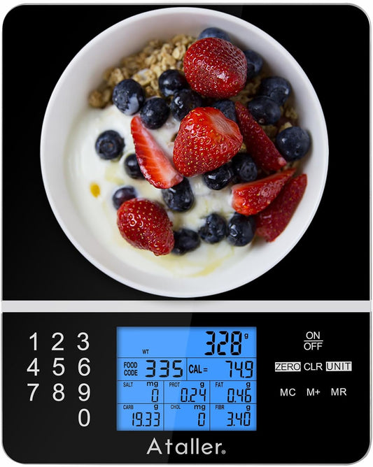 Smart Food Scales with Nutritional Calculator, Smartphone App with 26 Nutrients Tracking, Calorie, Marco, Digital Kitchen Weight Grams and Ounces for Weight Loss, 11 Pounds, Stainless Steel