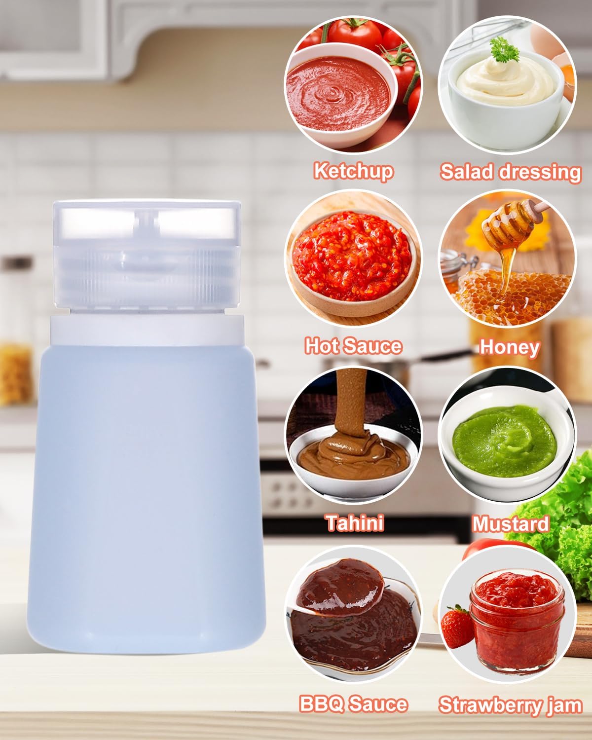 4 Pieces Condiment Squeeze Bottles for Sauces, 60ml/2Oz Silicone Condiment Containers with Lids Leakproof Salad Dressing Container with Reusable Sandwich Bag, Brush (purple pink blue yellow)