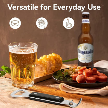 Anyongora 2-in-1 Can Punch Opener & Bottle Opener, Can Opener, Stainless Steel, Non-Slip Handle, Compact 6.1", For Traditional Cans (No Pull-Tab) & Pry-Off Bottle Caps