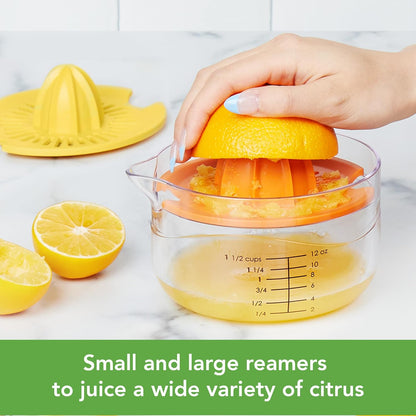 Tovolo Citrus Press Manual Hand Juicer Squeezer with Pour Spout Dishwasher Safe Aluminum Press Juicer for Lemon Lime Oranges Tangerine Pomegranate Fruit Ergonomic Grip for Efficient Juice Extraction