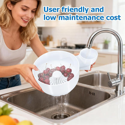 STHF Hydro Bowl 2-Pack- 3D-Printed 4-in-1 Multifunctional Fruit Washing Bowl with Snail Drain, Automatic Cleaner Spinner for Efficient Rinse & Drain, Space-Saving Kitchen Sink Storage Basket Set