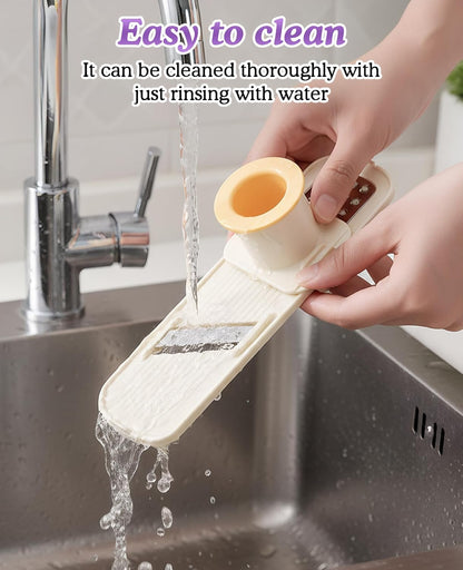 2PCS Mini Multifunctional Garlic Grinder, Garlic Slicer Super Thin with Container, Ginger Veggie Mandoline Mincer Cutter
