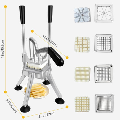 Vegetable Chopper, Potato Slicer w/ 4 Replacement Blades, fruit chopper, french fry cutter, Potato Dicer & Fruit Slicer for Restaurants & Home Kitchen