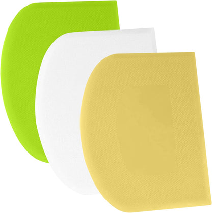 SURDOCA Dough Scraper Bench Scraper - 3P 4.7x3.7" Plastic Flexible Bowl Scraper, Sharp Edge & Angles Cake Scraper. Non-Slip Bakeware Decorating Tools Sculpting & Modeling Tools - Pure White - Colors A