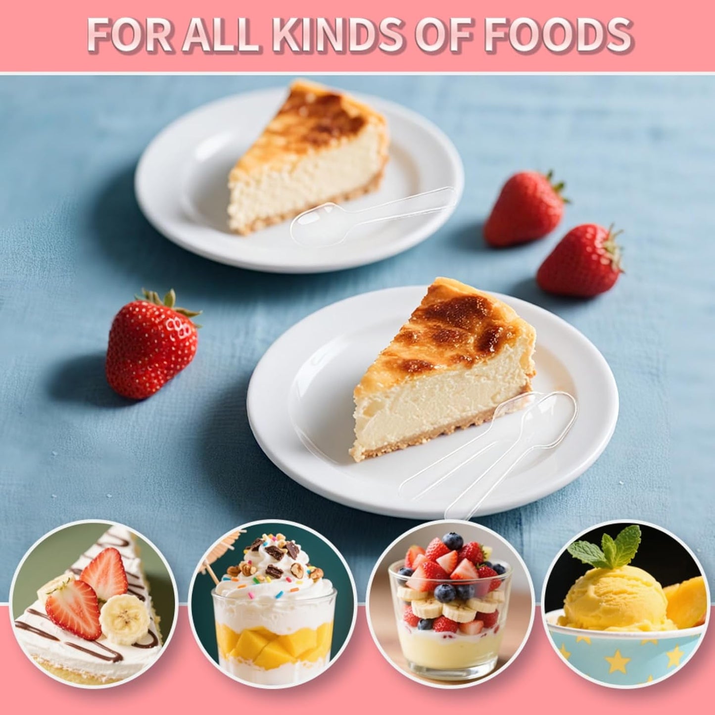 500 Pcs 3" Mini Sample Spoons, Small Tasting Spoons, Mini Plastic Spoons, Mini Disposable Spoons for Desserts, Appetizer, Ice Cream, Parties