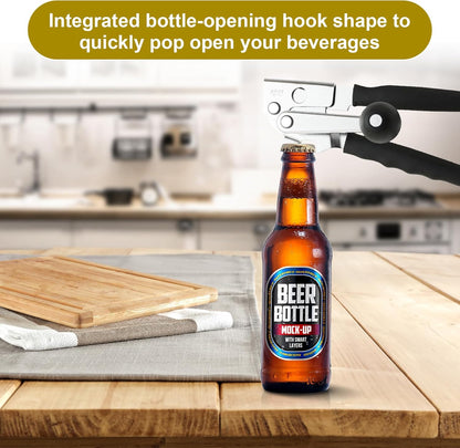 Commercial Can Opener, Stainless Steel Heavy Duty Manual Hand Crank Can Opener, with Comfortable Ergonomic Design Extra-long Handles, Large Handheld Smooth Can Open Easy for Big Cans, Red