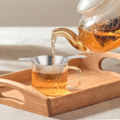 AUEAR, 2 Pack Different Size Stainless Steel Mini Strainer Fine Mesh Tea Funnel Coffee Filter with Double Handles