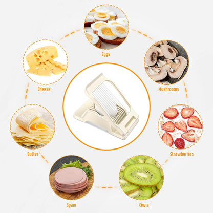 Egg Slicer for Hard Boiled Eggs, Stainless Steel Wire, Multipurpose Heavy Duty Aluminium Egg Cutter for Egg, Salads, Sandwiches, Strawberries, Mushrooms, Soft Cheese, Red