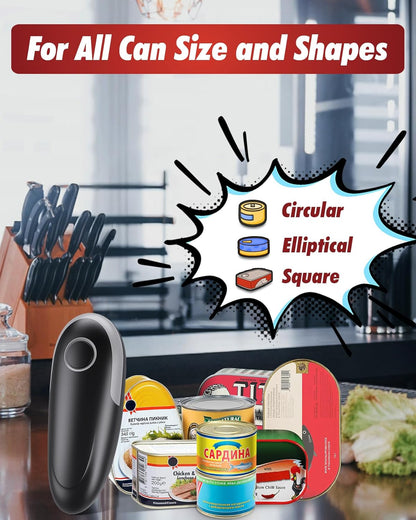 One Touch Electric Can Opener Fits All Can Sizes, Kitchen Gadgets Battery Operated Can Openers for Seniors, Arthritis and Chef
