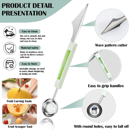 3-in-1 Watermelon Cutter Slicer Tool,Stainless Steel Watermelon Cutter Melon Baller Scoop Set Chriatmas Tree Popsicle Tool Watermelon Knife Fruit Slicer Fruit Carving Tools for Kitchen Utility Gadgets