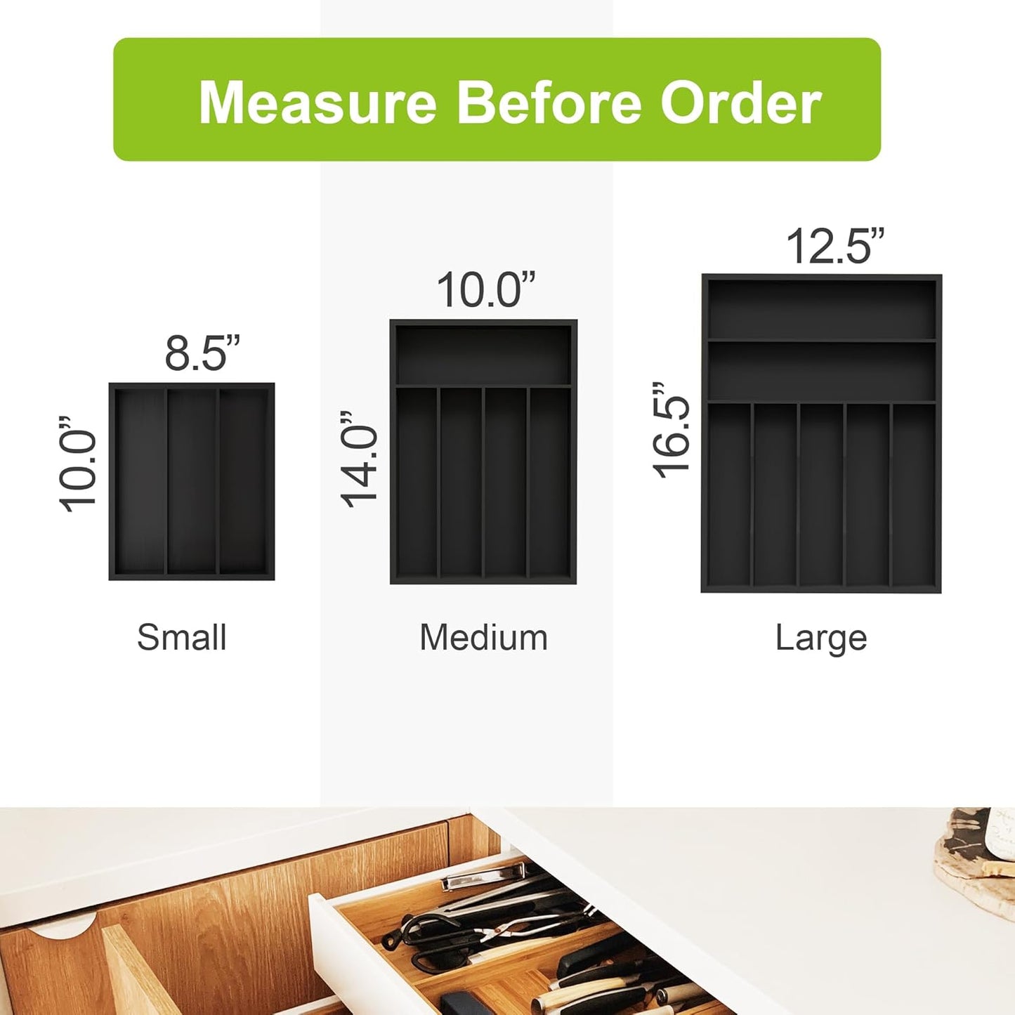 Unibambou Bamboo Utensil Drawer Organizer with Removable Dividers, Kitchen Organizer for Flatware Cutlery, Silverware Tray for Drawer (5/4 Flexible Slots, Natural)