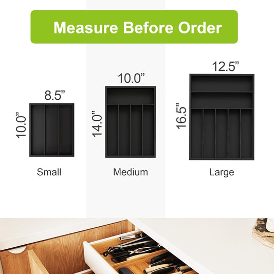 Unibambou Bamboo Utensil Drawer Organizer with Removable Dividers, Kitchen Organizer for Flatware Cutlery, Silverware Tray for Drawer (5/4 Flexible Slots, Natural)