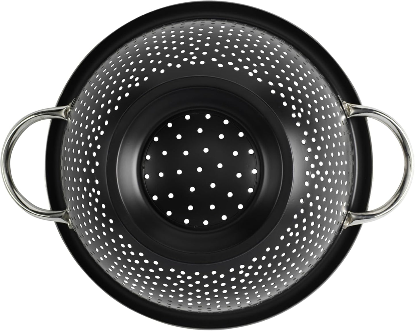 GoodCook Colander Premium Stainless Steel Construction with Handles and Elevated Pedestal Foot, 5-Quart, Black
