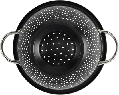 GoodCook Colander Premium Stainless Steel Construction with Handles and Elevated Pedestal Foot, 5-Quart, Black