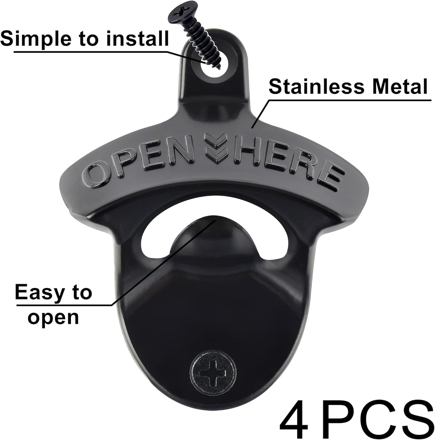 Vintage Copper Bottle Cap Opener Wall Mount, Retro Beer Bottle Opener with Screws for Homes Kitchen (Pack of 2)