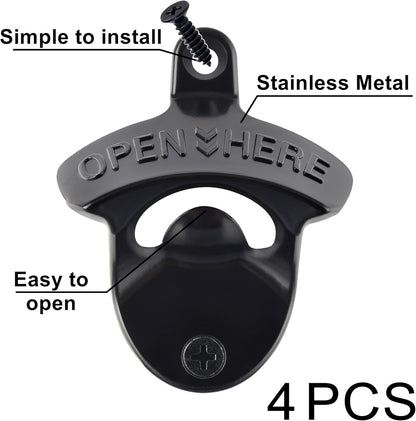 Vintage Copper Bottle Cap Opener Wall Mount, Retro Beer Bottle Opener with Screws for Homes Kitchen (Pack of 2)