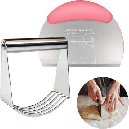 Pastry Cutter Dough Scraper Dough Cutter Scraper Tool Kitchen Pastry Blender,Stainless Steel Pastry Cutters Heavy Duty Dough Cutter for Kitchen Baking Tools,Comfortable and Dishwasher Safe (Blue)