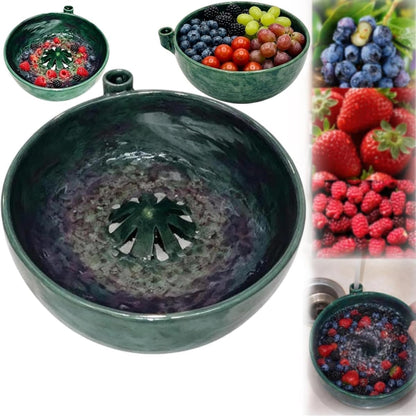 Self Spinning Berry Washing Bowl with Drain Holes, Swirling Berry Washing Bowl, Fruit Washer Bowl, Multipurpose Kitchen Washer for Berries, Fruits and Vegetables