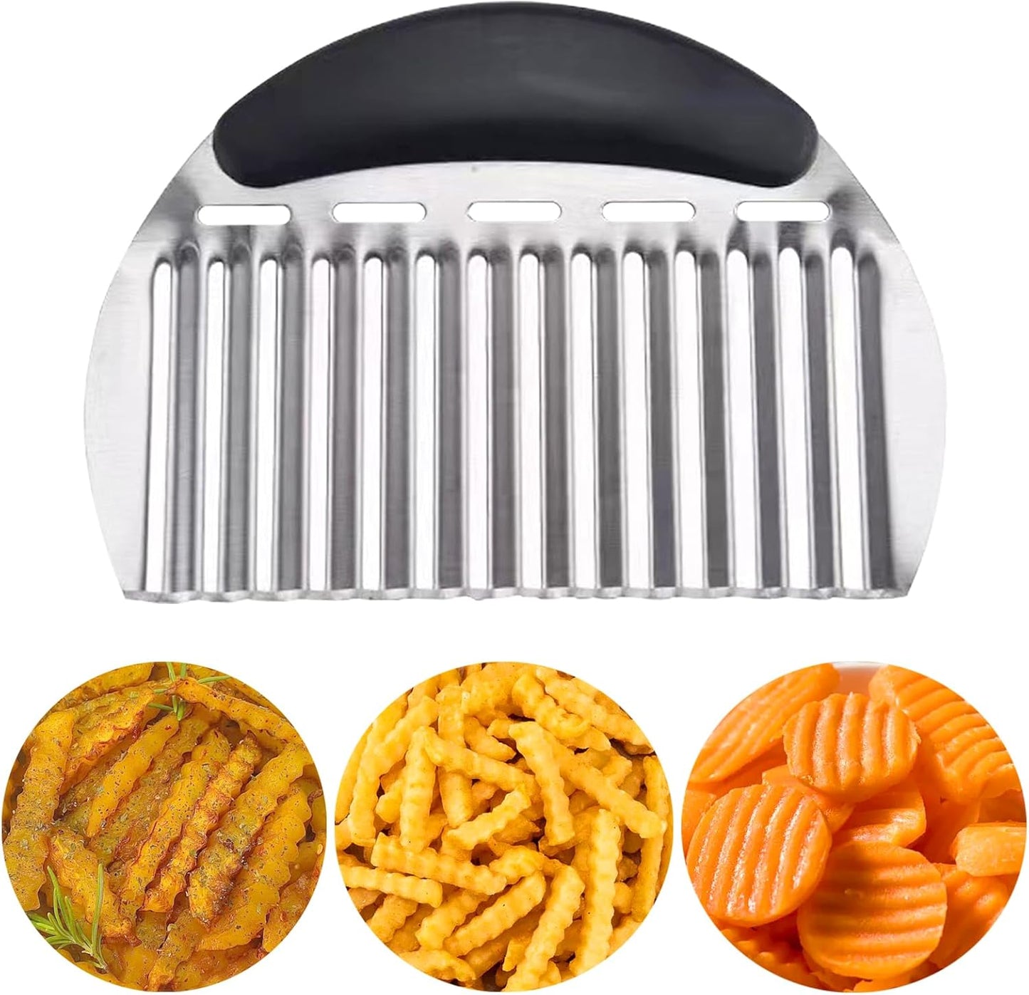 JAYVAR Large Crinkle Cutter for Potatoes, Stainless Steel Vegetable Crinkle Cutter, Versatile Vegetable Wavy Chopper for Fancy Edges, Onion Chopping Wavy French Fry Slicer Kitchen Dicer Gadget