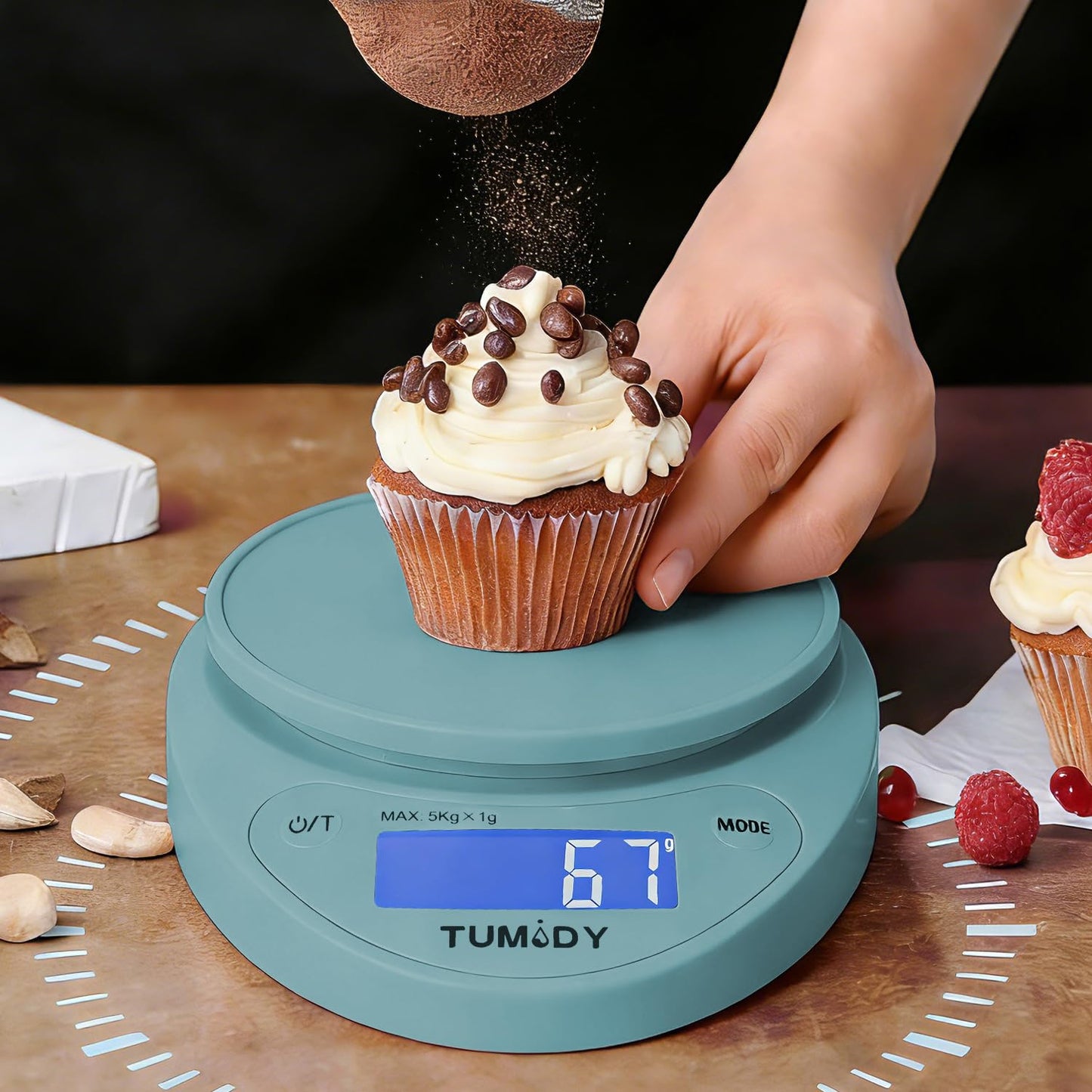 Small Digital Kitchen Scale Food - 11lb/5kg Kitchen Weight Scale with LCD Display for Weight Loss, Sourdough Bread, Baking, Cooking, Keto and Meal Prep, 1g Precision, Batteries Included, Blue