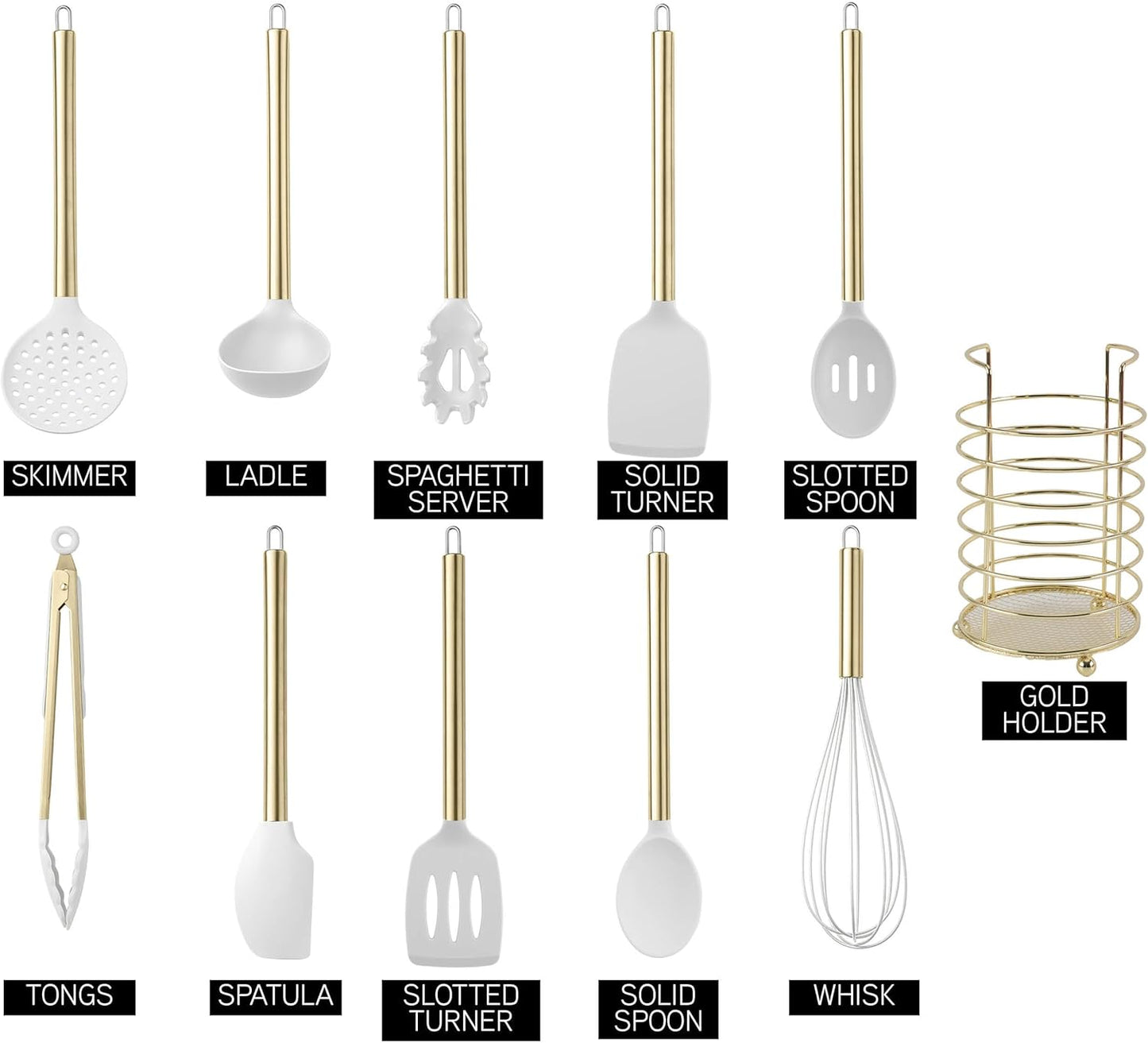 COOK WITH COLOR Silicone Cooking Utensils, Kitchen Utensil Set, Easy to Clean Silicone Kitchen Utensils, Cooking Utensils for Nonstick Cookware, Kitchen Gadgets Set, 10 Pieces, Green