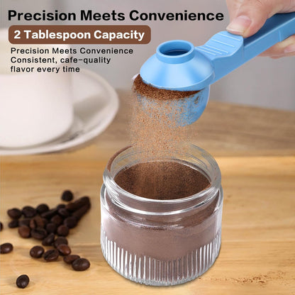 2-in-1 Coffee Scoop with Funnel, 2 Teaspoon Measuring Spoon for Reusable K Cups, Ground Coffee, Protein Powder & Tea, Mess-Free Plastic Design (Pink)