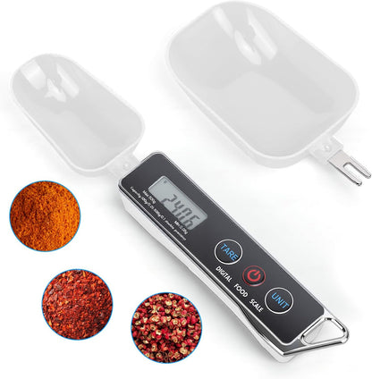 Dioche Digital Measuring Spoon Scale, High Precision 0.05g to 500g Capacity, with 30ml & 80ml Detachable Spoons, Tare Function & Unit Conversion for Baking, Cooking, Pet Food, Kitchen - Black