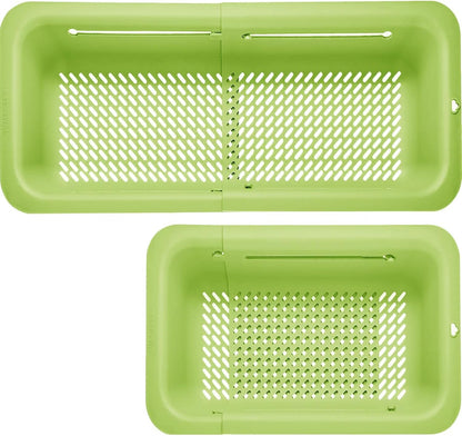 LASSHSWA Collapsible Colander for Kitchen, Over the Sink Strainer Basket for Kitchen, Fruit Pasta Food Strainer Expandable Plastic Colander BPA Free (Black)