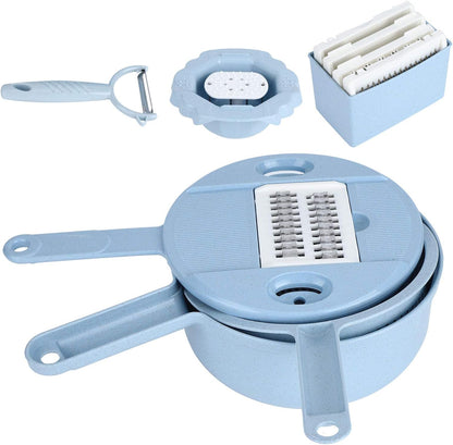 Food and Chopper Manual Vegetable Cutter with 4 Blades for Potatoes Carrots Cucumbers and More Safe Hand Guard Included Kitchen Utensil for Efficient Slicing and Dicing