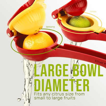 Zulay Kitchen Metal 2-in-1 Lemon Squeezer - Sturdy Max Extraction Hand Juicer Lemon Squeezer Gets Every Last Drop - Easy to Clean Manual Citrus Juicer - Easy-Use Lemon Juicer Squeezer - Yellow/Green
