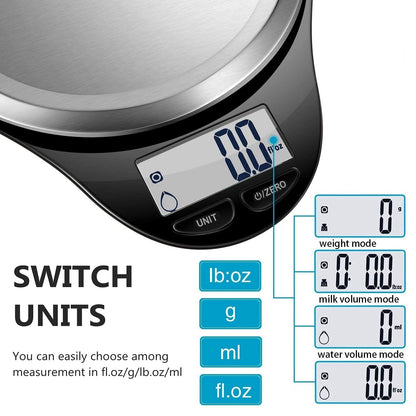 Food Scale, Kitchen Scales Digital Weight Food Grams and Ounces for Weight Loss Baking Cooking of NUTRI FIT, Max 11lb 1g Increment, Backlight LCD Smart Tare Stainless Steel, Easy to Use, AAA Battery