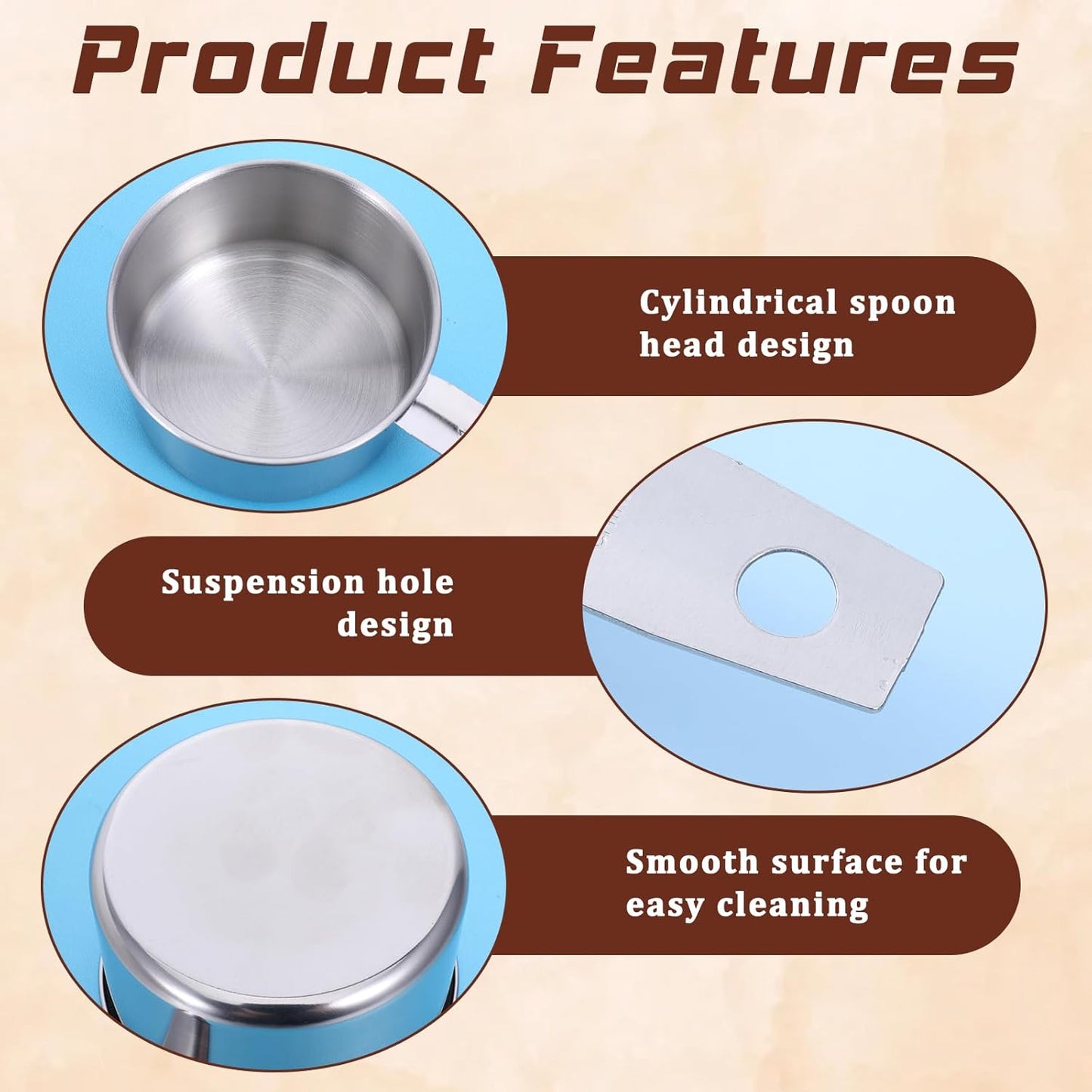 2 Pcs 1/8 Cup (30ml, 1oz) Measuring Cup, Stainless Steel Measuring Scoop Coffee Scoops Small Metal Measure Cups Tablespoon for Wet and Dry Ingredients, Metric and US Measurement, Dishwasher Safe
